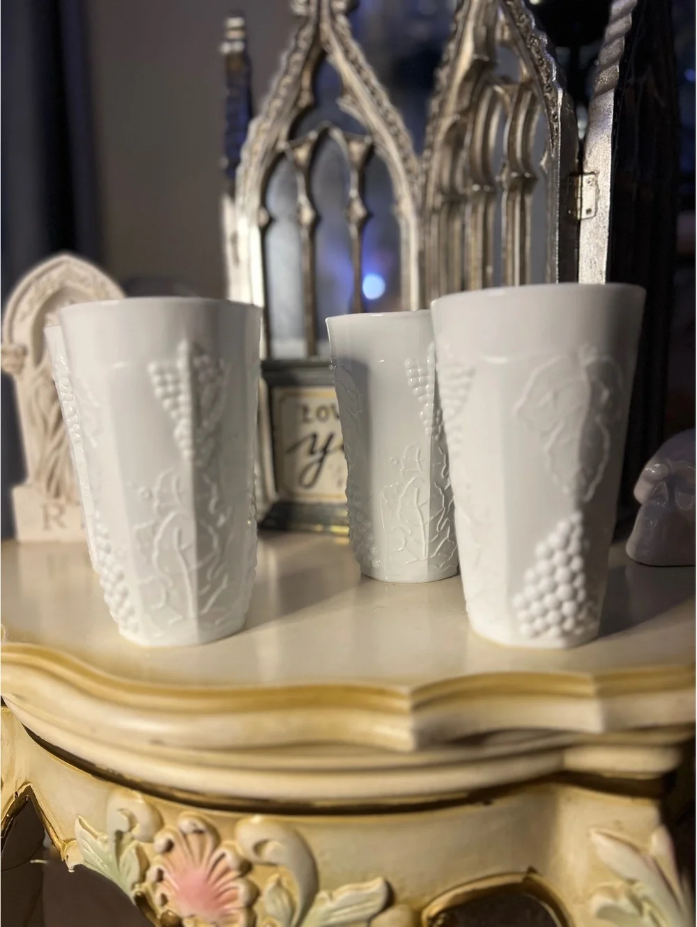 4pc Colony Harvest Indian Milk Glass Tumblers